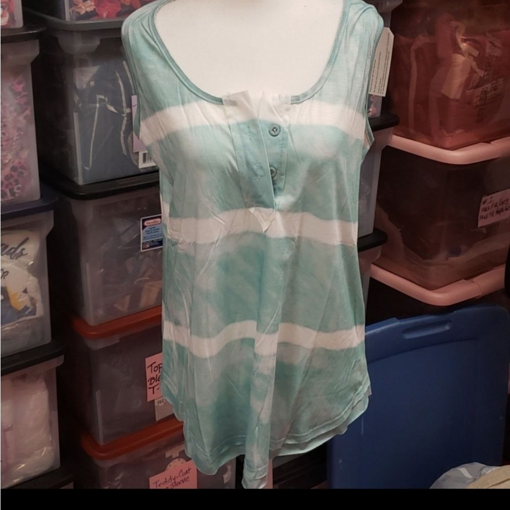 Tie Dye Round Neck Raw Hems Tank Tops Sz L 10-12 XL 12-14 2X 16-18 - Picture 5 of 6